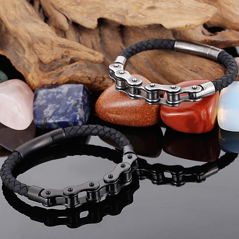 Винтажный браслет-цепочка из матовой нержавеющей стали 6 мм для мужчин и женщин, мужские кожаные браслеты в стиле рок-н-ролл, мужские украшения