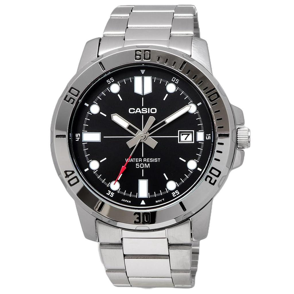 Casio Standard Analog Quartz Men's Watch MTP-VD01D-1EV with Metal Band, Black, International Model [Parallel Import]