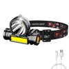 USB Rechargeable LED Headlight COB Outdoor Camping Light Flashlight Portable Fishing Head Torch Strong Work Lights