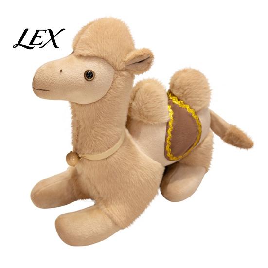 Soft Camel Plush Doll Realistic Bactrian Doll, Stuffed Animal Toy with Embroidered Saddle Pads Pendant And Bells, Fuzzy for Kids Gifts Home