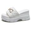 Chain Wedges Slippers Women High Heels Platform Shoes Summer Luxury Open Toe Flip Flops Beach Sandals Pumps Mujer Slides