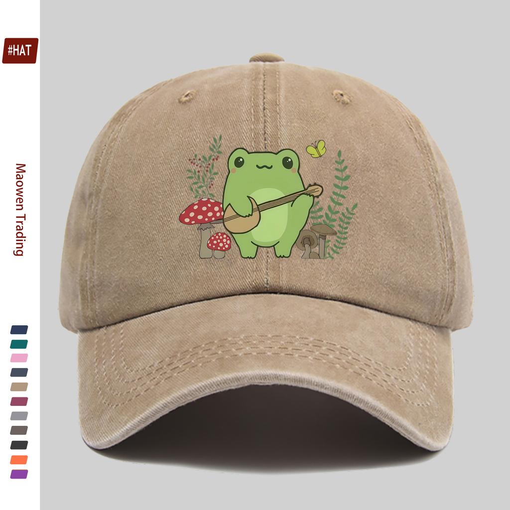 pc Cute Frog Print Baseball Cap Easy Decor Hat for Home Leisure MultiColor Optional Comfortable And Lightweight Adjustable
