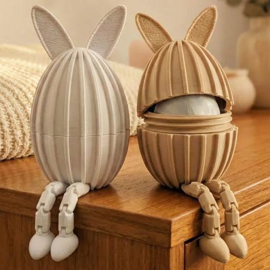 Заполняемое пасхальное яйцо, напечатанное на 3D-принтере, шарнирный гибкий пасхальный кролик с подвижными суставами для декора стола, наполнители для пасхальной корзины, подарки для детей и взрослых
