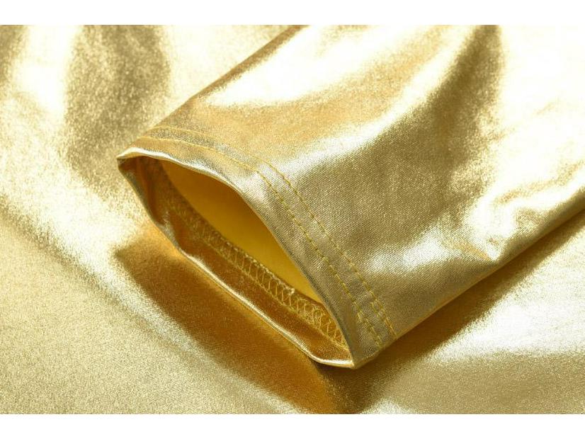 Мужская блестящая однотонная футболка с длинным рукавом и V-образным вырезом