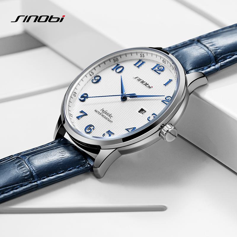 SINOBI Мужские часы, модный дизайн календаря, мужские кварцевые наручные часы, деловые мужские часы, лучшие подарки, часы для мужа