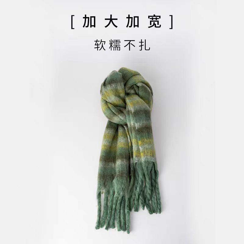 Plaid Scarf Women's Atmosphere Warm New Dry Rose Powder Autumn and Winter White Soft Fringed Shawl Scarf