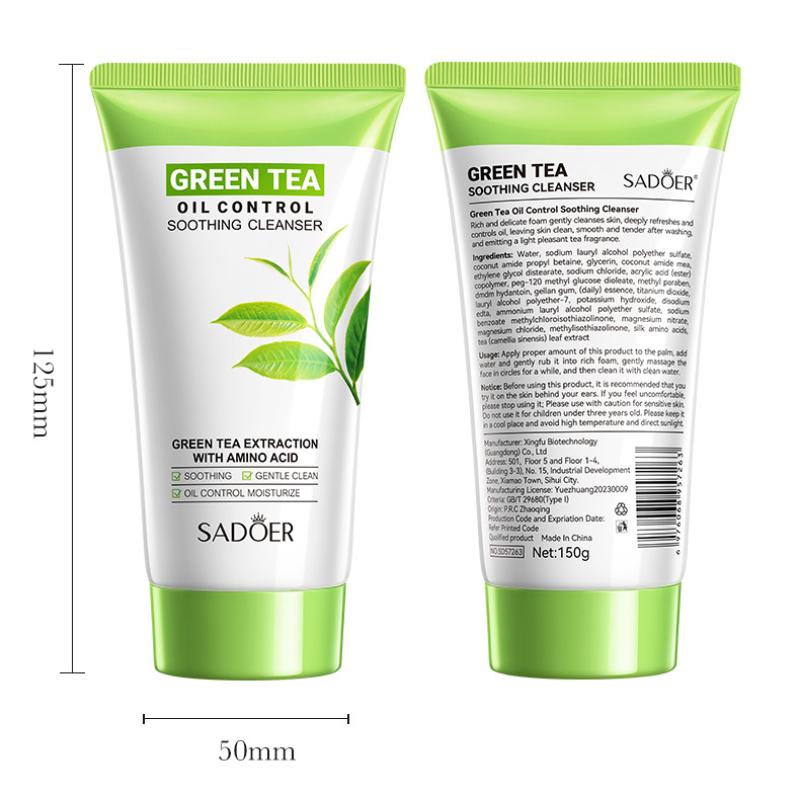 Очищающее средство для лица 150 г SADOER Green Tea Cleansing Peach Moisturizing Cleanser