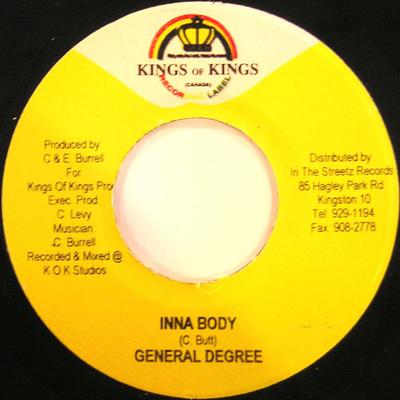 7-дюймовая пластинка GENERAL DEGREE / KIPRICH - Inna Body / Hard Fi Tame NONE Kings of Kings 2004 Ямайка Регги, Ска и Даб Б/у