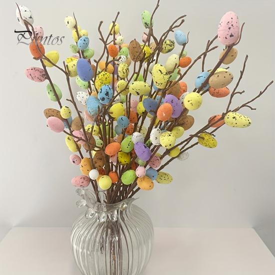 26 шт. искусственных пасхальных лоз с пастельными яйцами и ягодами, весенние цветочные стебли, ветки пасхальных яиц для цветочной композиции, домашнего декора