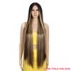 FASHION IDOL 38 inch Straight Lace Wigs Synthetic Long Straight Hair T Part Lace Wigs Ombre Blonde Brown Cospaly Wigs For Woman