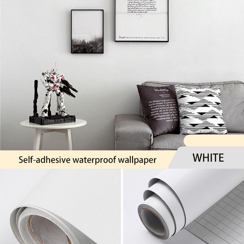 Macaron Solid Color Self-adhesive Wallpaper Stickers Bedroom Living Room Wardrobe Door Decoration Pasted Waterproof Refurbished Wallpaper