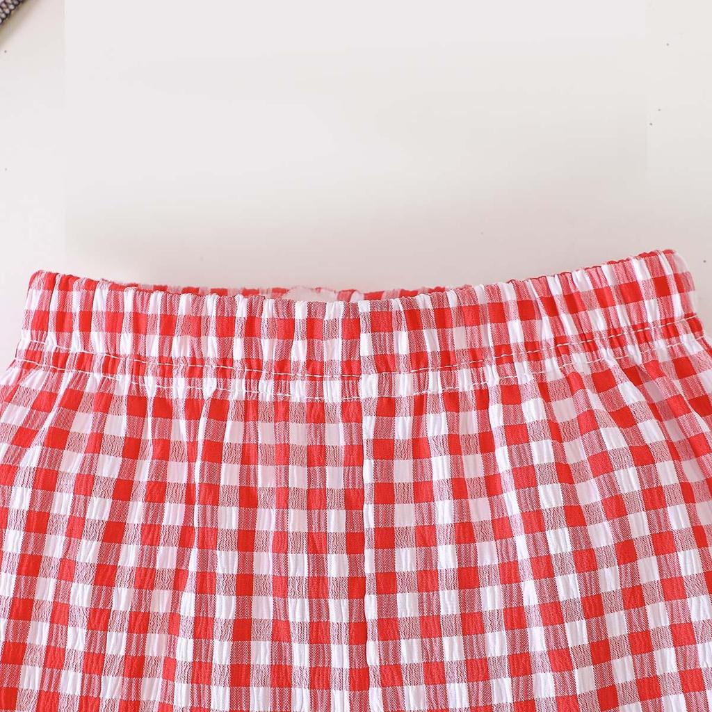 Hot Selling Patriotic Infant Girls Clothing Set Star Bow Fly Sleeve Top Plaid Shorts 2 Piece Outfit With Heart Embroidery For 0 3 Years Old Daily Wear