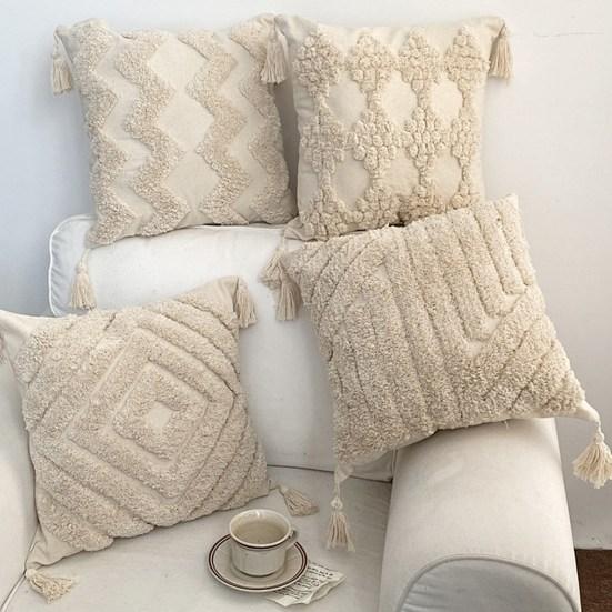 Наволочка стильная богемная этническая кисточка дизайн утолщенная вышитая диванная прикроватная подушка офисная тафтинговая наволочка