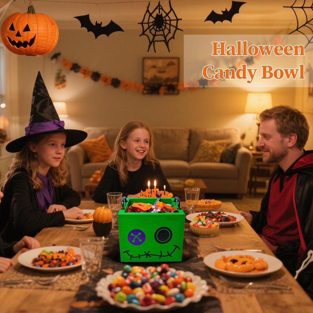 Halloween Boxes For Treats Wooden Square Candy Container Party Supplies For Kids Adults Holiday Family Gathering Classroom Home