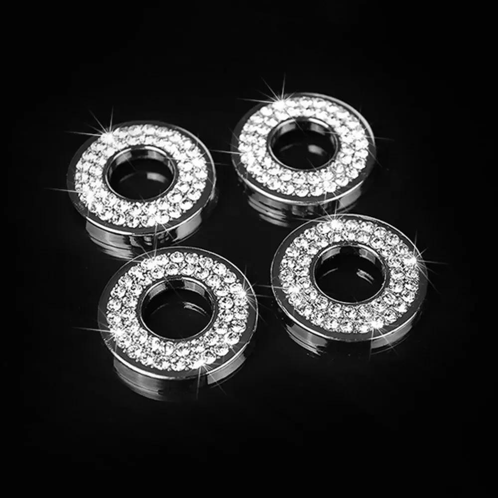 4Pcs Silver Crystal Stickers Car Door Lock Pin Ring Lift Bolt Cover Accessories For Mercedes Benz E C GLC Class GLS GLA CLA GLE BA3