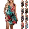 Женское повседневное гавайское праздничное платье с принтом и U-образным вырезом без рукавов, пляжное платье