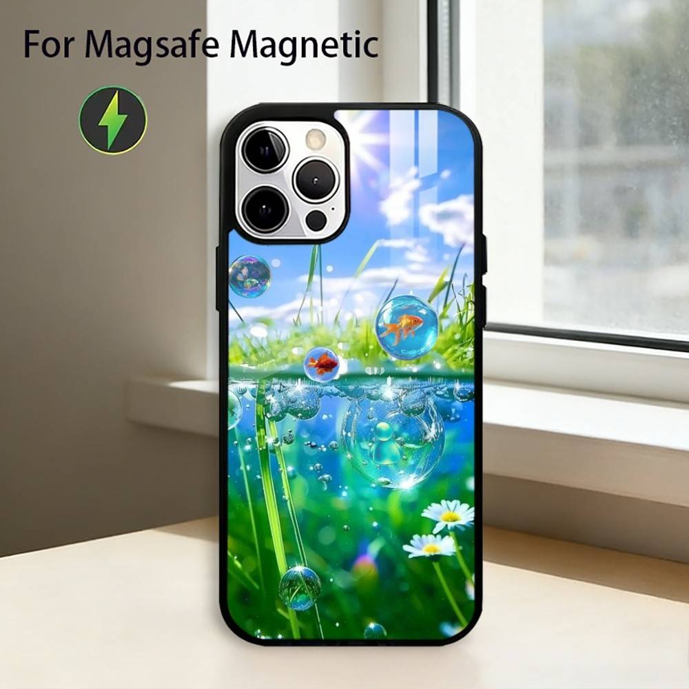 Цвет Frutiger Aero A-Art Чехол для телефона для iPhone17,16,15,14,13,12,11 Plus,Pro Магнитный для Magsafe Беспроводной зарядки