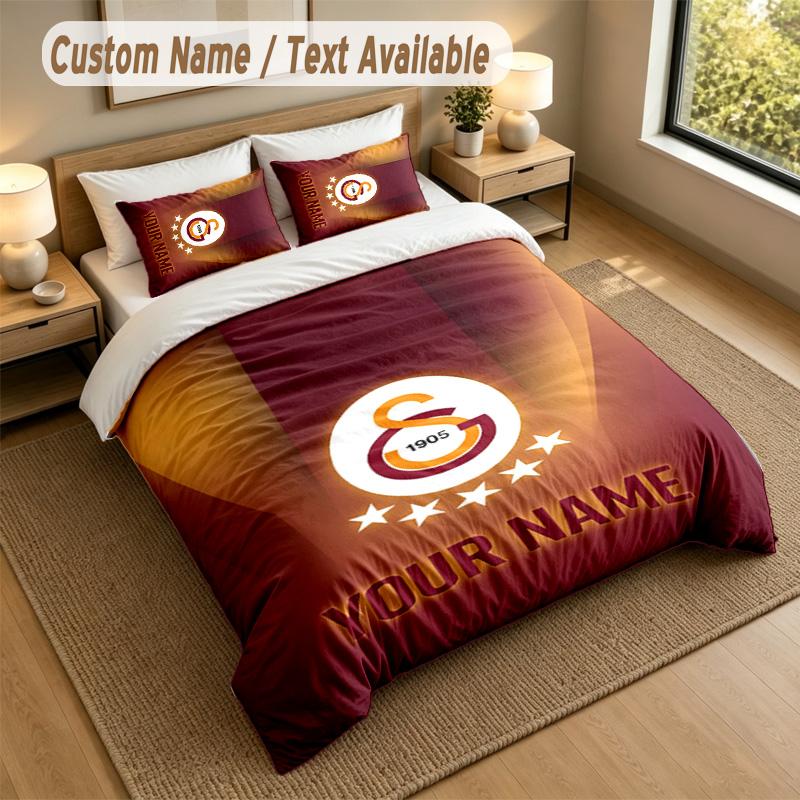 3Pcs Bedding Set Custom Name Text, 1 Sheet 2 Pillowcases Home Bed DecorGalatasaray FC