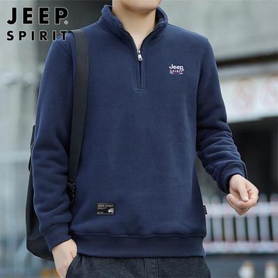 Мужской свитшот JEEP SPIRIT с воротником-стойкой и застежкой-молнией до середины