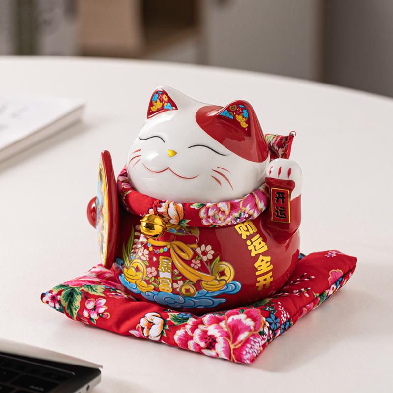 6-дюймовая керамическая денежная шкатулка с изображением счастливого кота, украшение Maneki Neko, фигурка, фен-шуй, удачливый кот, деловой подарок