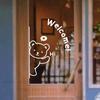 3D Wall Mirror Stickers Welcome Bear Home Decor Acrylic Self-adhesive Hi Bear Stickers For Shop Door Window Decorative Mirrors