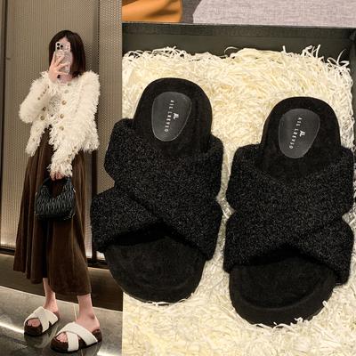 Мода 2024 года, женские домашние тапочки на толстой подошве, повседневные зимние новые стили для прогулок, женские трендовые классические женские замшевые теплые хлопковые тапочки