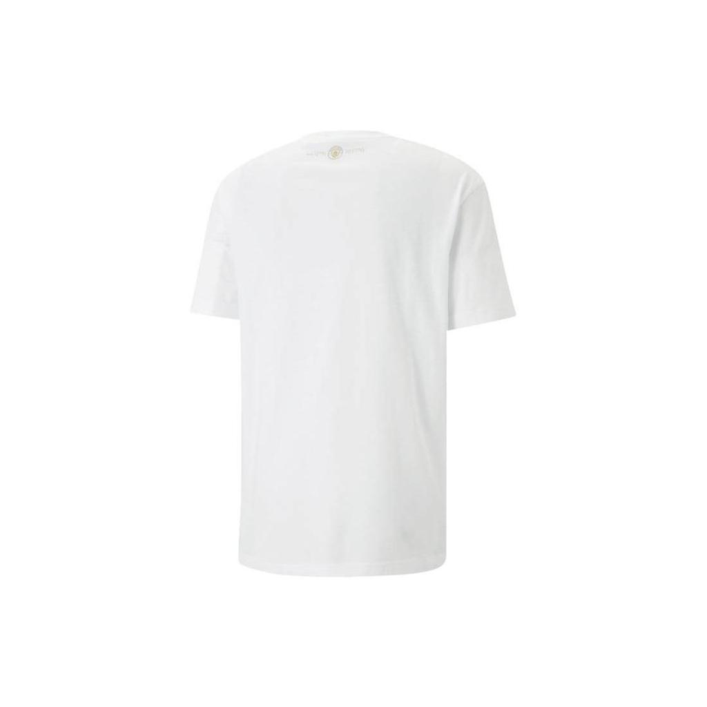 Puma Манчестер Сити Год Кролика Футболка с короткими рукавами и буквенным принтом Мужские топы Белые 772349-24