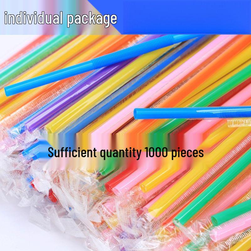 Disposable, Individually Packaged, Colored Silicone Straws for Babies & Kids - Artistic, Bendable, Ideal for Juice Drinks