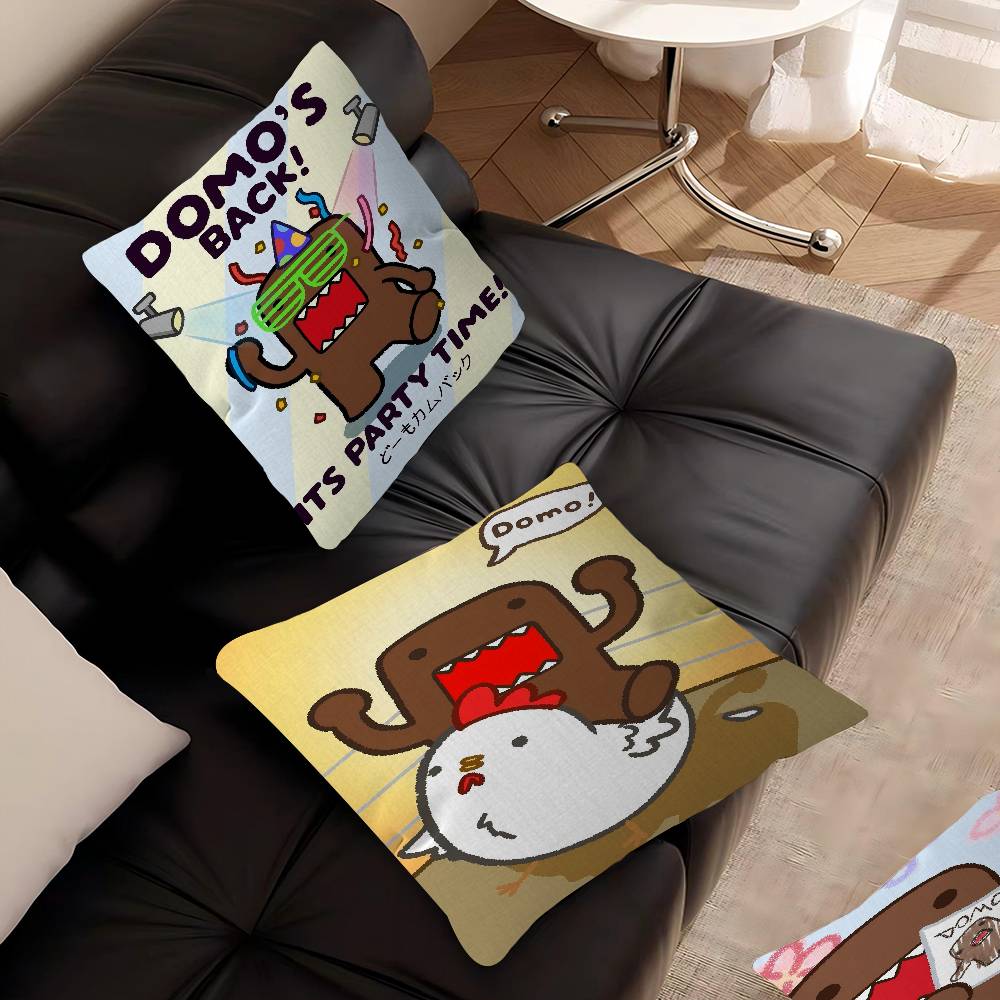 Милая Наволочка с Дизайном Domo-Kun и Кленовыми Листьями Счастливый Осенний Урожай Декор Праздничный Декор Наволочка для Подушки