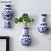 Ceramic Vase Antique Blue and White Porcelain Flower Arrangement Vase Living Room Wall Hanging Vases 1pcs Flower Pot  Home Decor