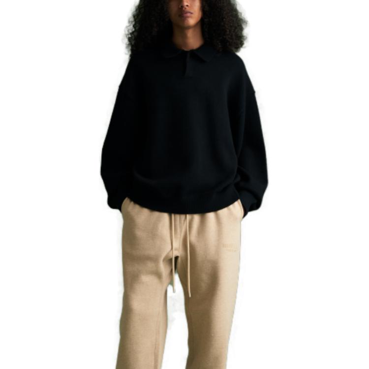 Fear of God Essentials Вязаное поло, цвет черный, мужские топы 192BT232180F
