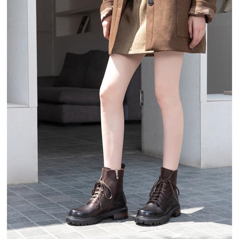 Новые осенне-зимние женские ботинки Модные рыцарские ботинки для женщин Круглый носок Массивный каблук Женская обувь Zapatos Mujer Обувь на платформе