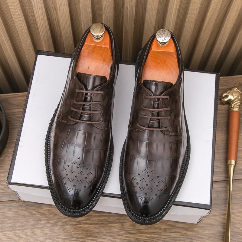 Модные кожаные мужские повседневные туфли на шнуровке, оксфорды, дышащие мужские деловые туфли, классические черные туфли на плоской подошве, мужские туфли-мокасины
