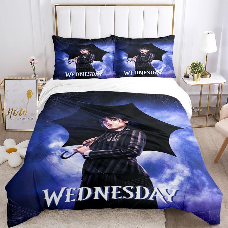 Постельное белье Wednesday Addams Комплект Пододеяльник Подарок для спальни, Включает 1 пододеяльник и 2 наволочки, Без наполнителяB508