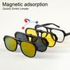 A New Set of Magnetic Clip-On Design Fashion Sunglasses, 1 Frame, and 3Interchangeable Lenses, Unisex New Circle Glasses Set