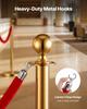 2 Pcs Red Velvet Stanchion Ropes, 1.5 m Crowd Control Stanchion Red Velvet Ropes with Silver Hooks, Post Queue Barrier Carpet Rope for Carpet Events