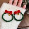 Праздничные красные бантики и серебряные иглы рождественские серьги-кольца в форме сердца для женщин