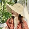 Соломенная шляпа с кружевным ремешком и бантом, складная, литературная, модная, рыбацкая шляпа, ручная работа, большие поля, шляпа от солнца для женщин