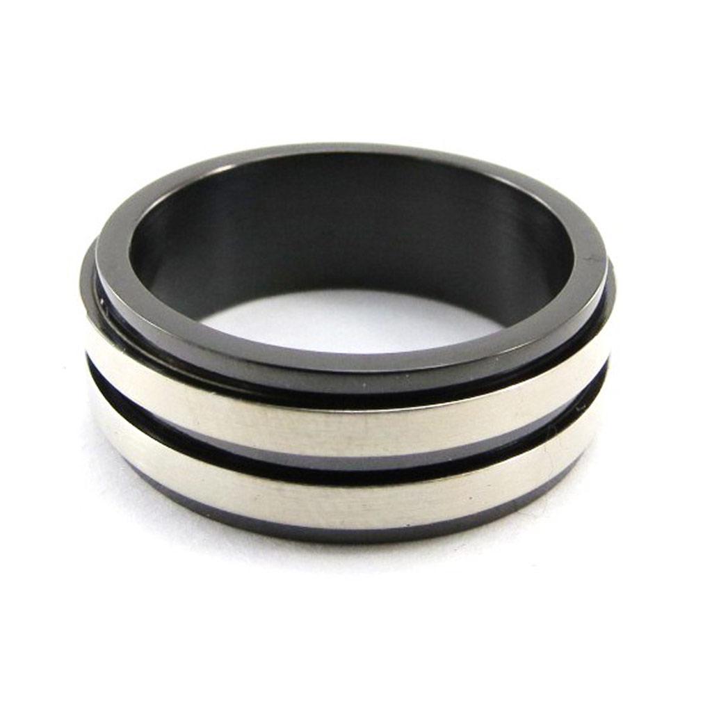 Steel Ring 'Peaceful' Two-tone Steel (anti-stress) - 7 Mm