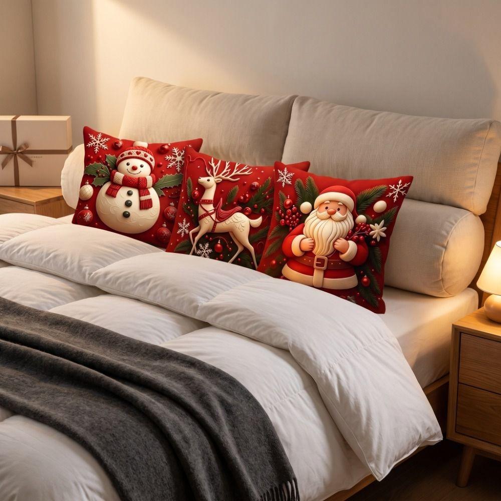 Soft Christmas Pillow Covers 2D Printed Xmas Pillowslip Atmosphere Throw Cushion Case Sofa