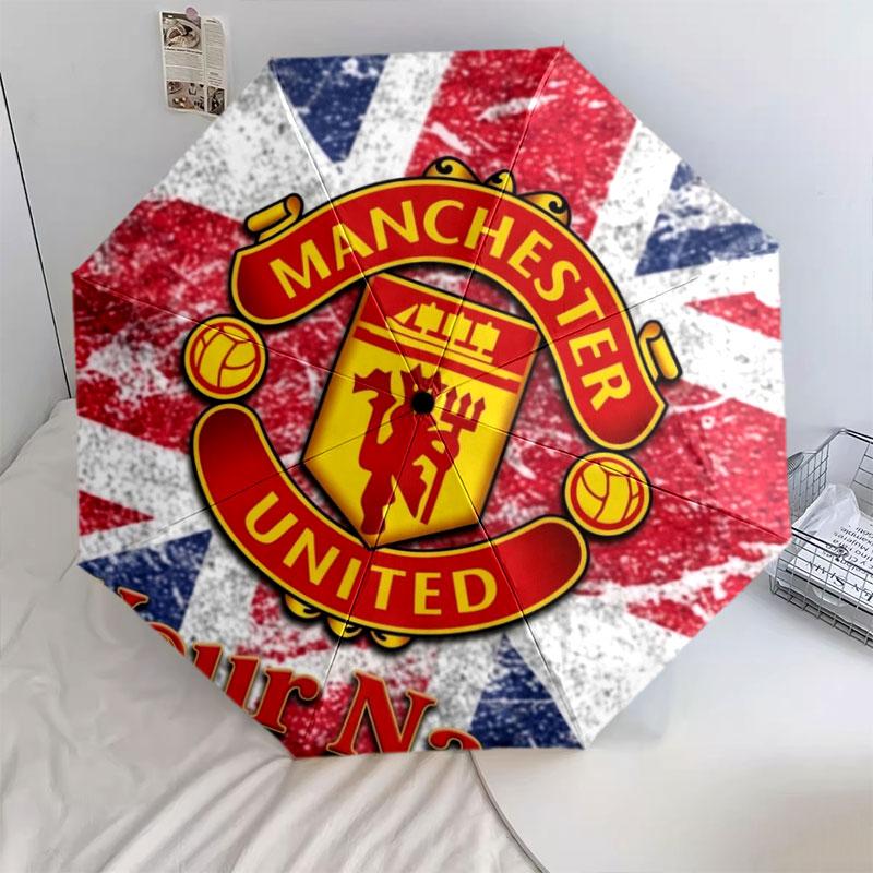 1 PC Automatic Folding Umbrella - Manchester United F Custom Name Pattern, Portable & Foldable Design with 8 Ribs, Christmas Birthday Gifts