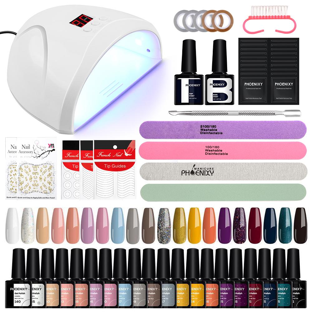 PHOENIXY Professional Nail Polish Gel Set Manicure Set with 36W Nail Lamp Full Set of Nail Tools for Nail Art Design