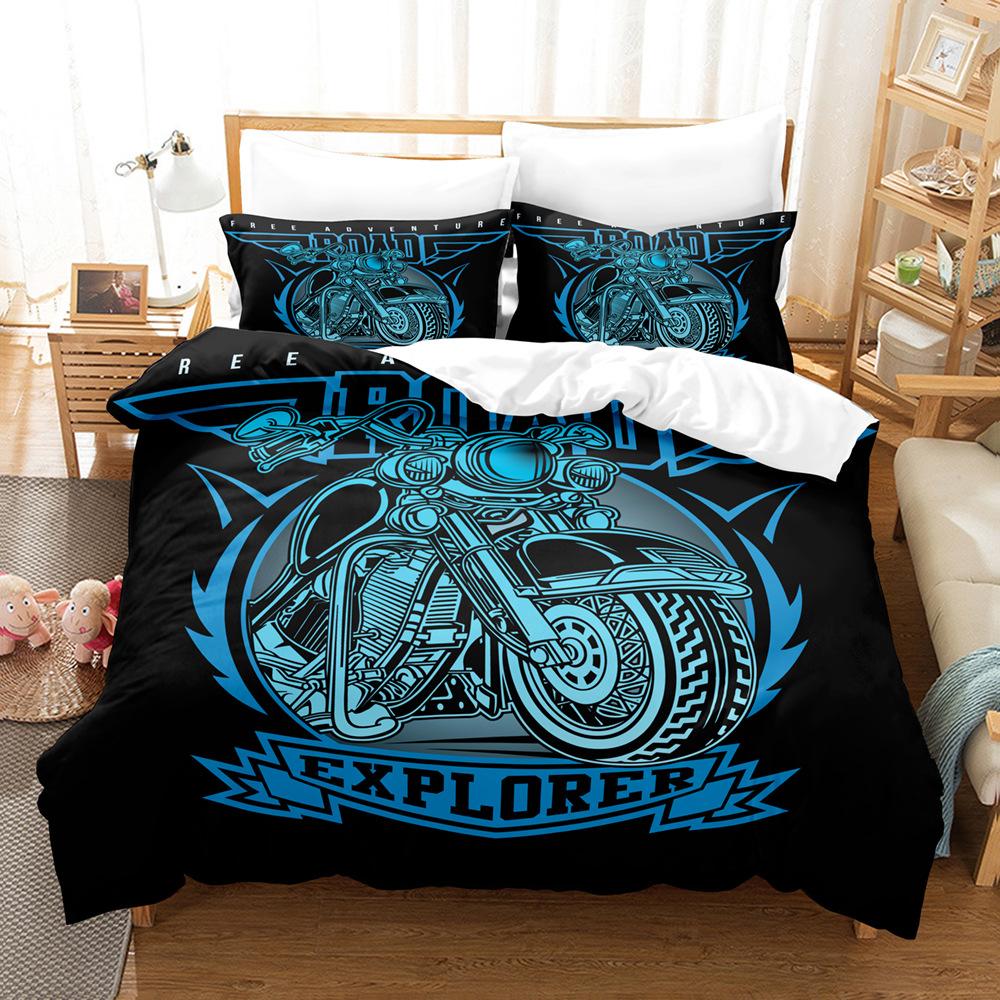 Motorcycle Duvet Cover Set Dirt Bike Extreme Sports Theme for Boy Girl Motocross Racer Polyester Bedding Set King Queen Size