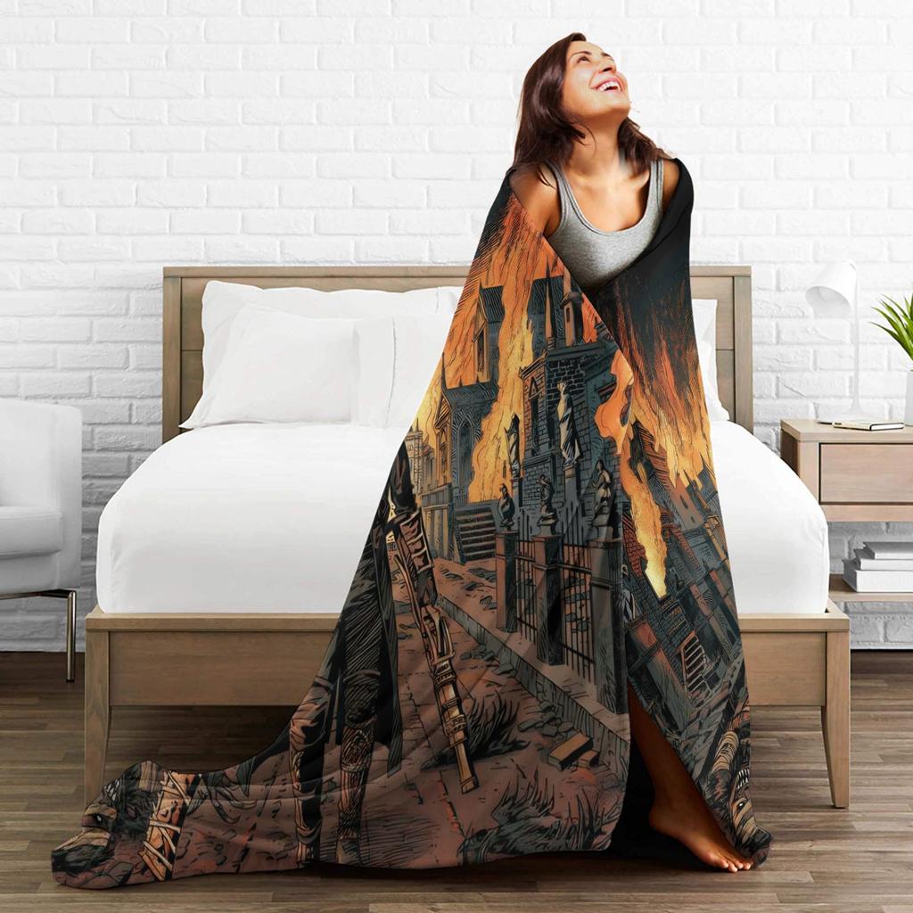 Одеяло Bloodborne Dark Souls Теплое Мягкое Плюшевое Одеяло с Принтом для Девочек Мальчиков Диван Кресло Фланелевое Покрывало Покрывало для Кровати