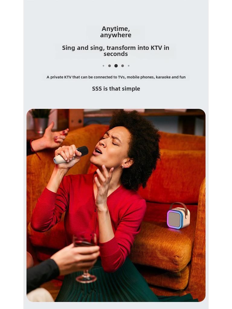 "K12 Bluetooth Speaker with Integrated Microphone for Outdoor Live Broadcast and Home Karaoke"