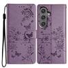 For Samsung Galaxy S24 FE Wallet Phone Case Butterfly Floral Imprint Leather Shockproof Cover