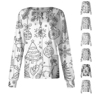 Женский повседневный топ с длинным рукавом, на одной пуговице, с принтом, быстросохнущий