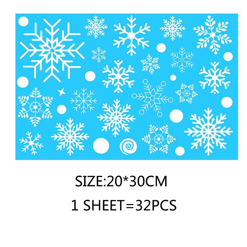 Статическая наклейка для вечеринки, новогоднее украшение для окон, украшения в виде лося, большая снежинка, настенная наклейка из ПВХ, стекла, Санта, дома, украшения на Рождество