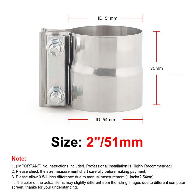 For Muffler 2.0" 2.25" 2.5" 2.75'' 3.0" 4.0" 5" Stainless Exhaust Sleeve Butt Joint Clamp Exhaust Band Clamp Strap Exhaust Clamp