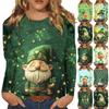 Long Sleeve Shirts For Women Cute Print Graphic Tees Blouses Casual Plus Size Basic Tops Pullover St. Patrick's Day